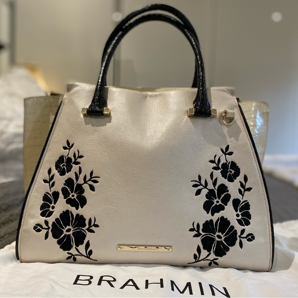 Brahmin “Priscilla Satchel” in ivory